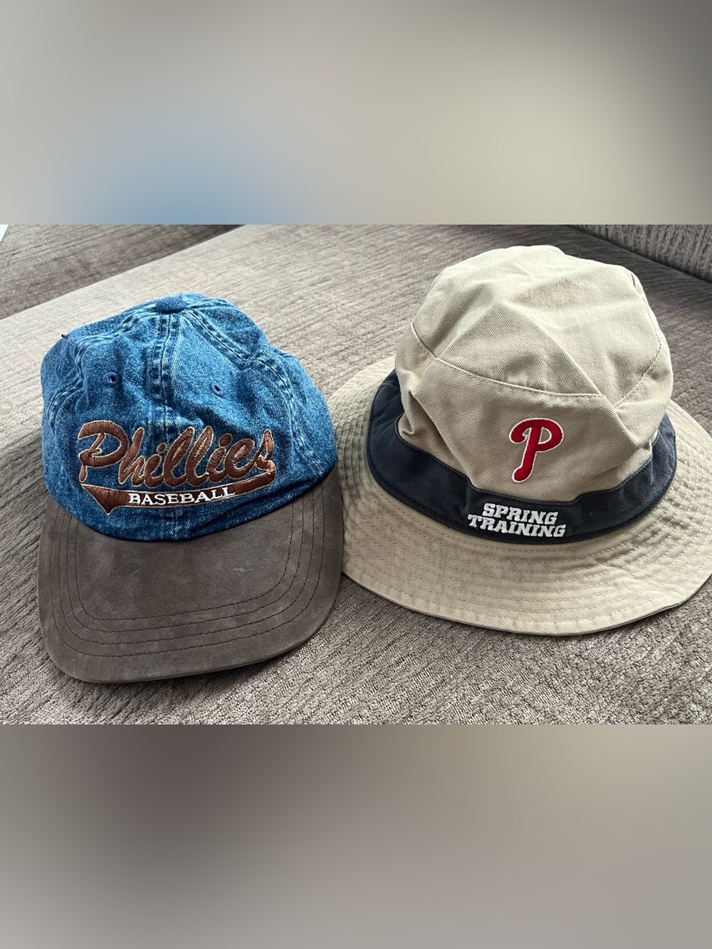 Two Phillies Baseball Caps - Denim Blue & Khaki